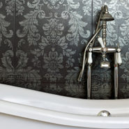 bathtub with wallpaper